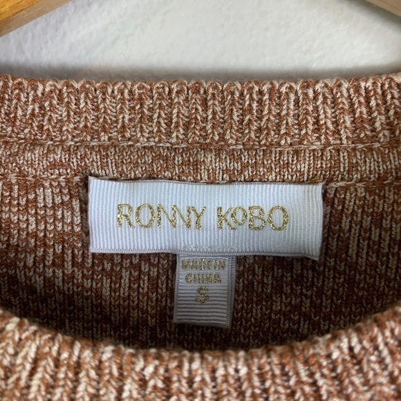 Ronny Kobo Liessa Marled Knit Crop Top in Biscotti, Size Small S - Picture 3 of 10